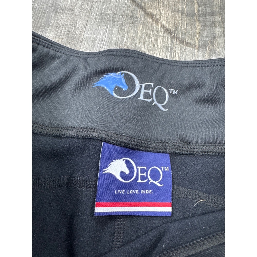 OEQ Black Fleece Lined Full Seat Silicone Grip Riding Tights Womens Medium - Picture 2 of 4